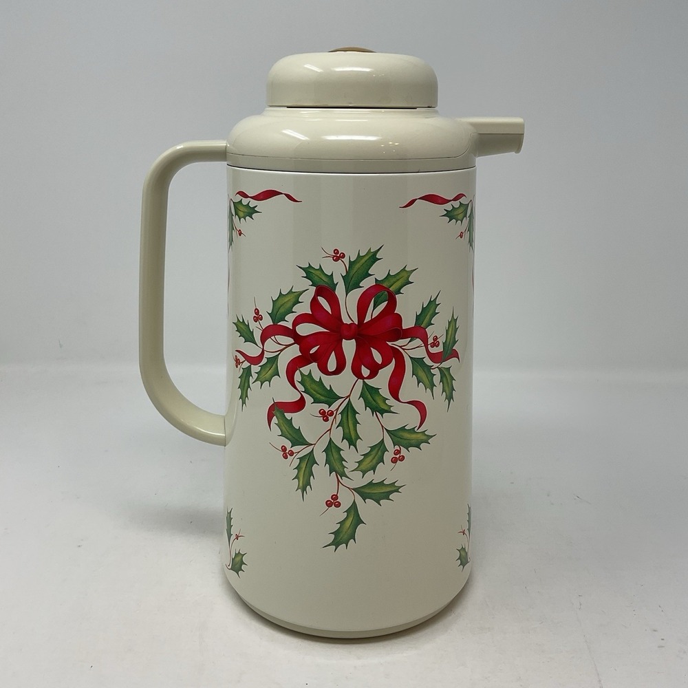 Lenox Holiday Christmas Holly Berry Thermal Carafe Insulated Pitcher Ivory